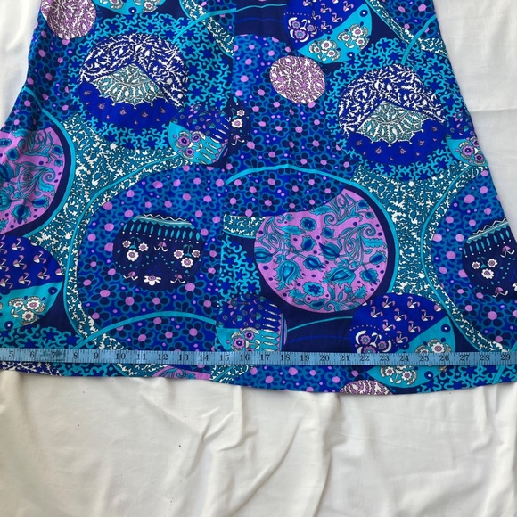 Vintage Sixties Paradise Hawaii Full Length L/S Purple & Blue Multi Print Dress - Picture 4 of 12